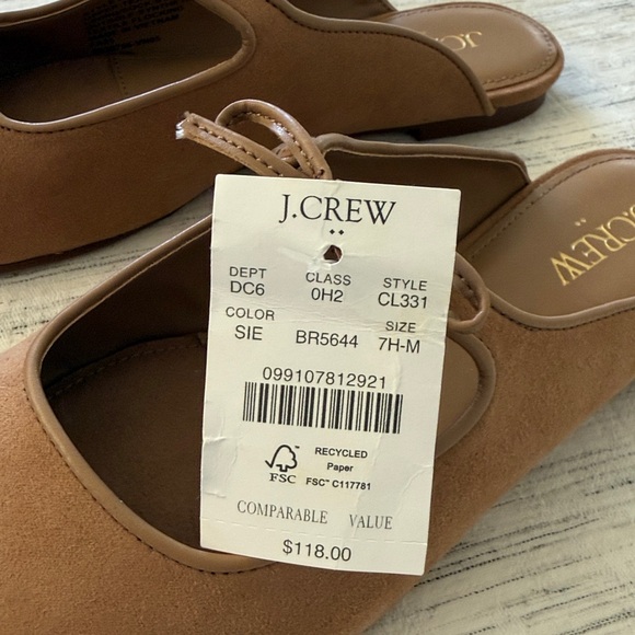 J. Crew Women's Tan Faux Suede Mules with Bow Detail - Picture 5 of 7